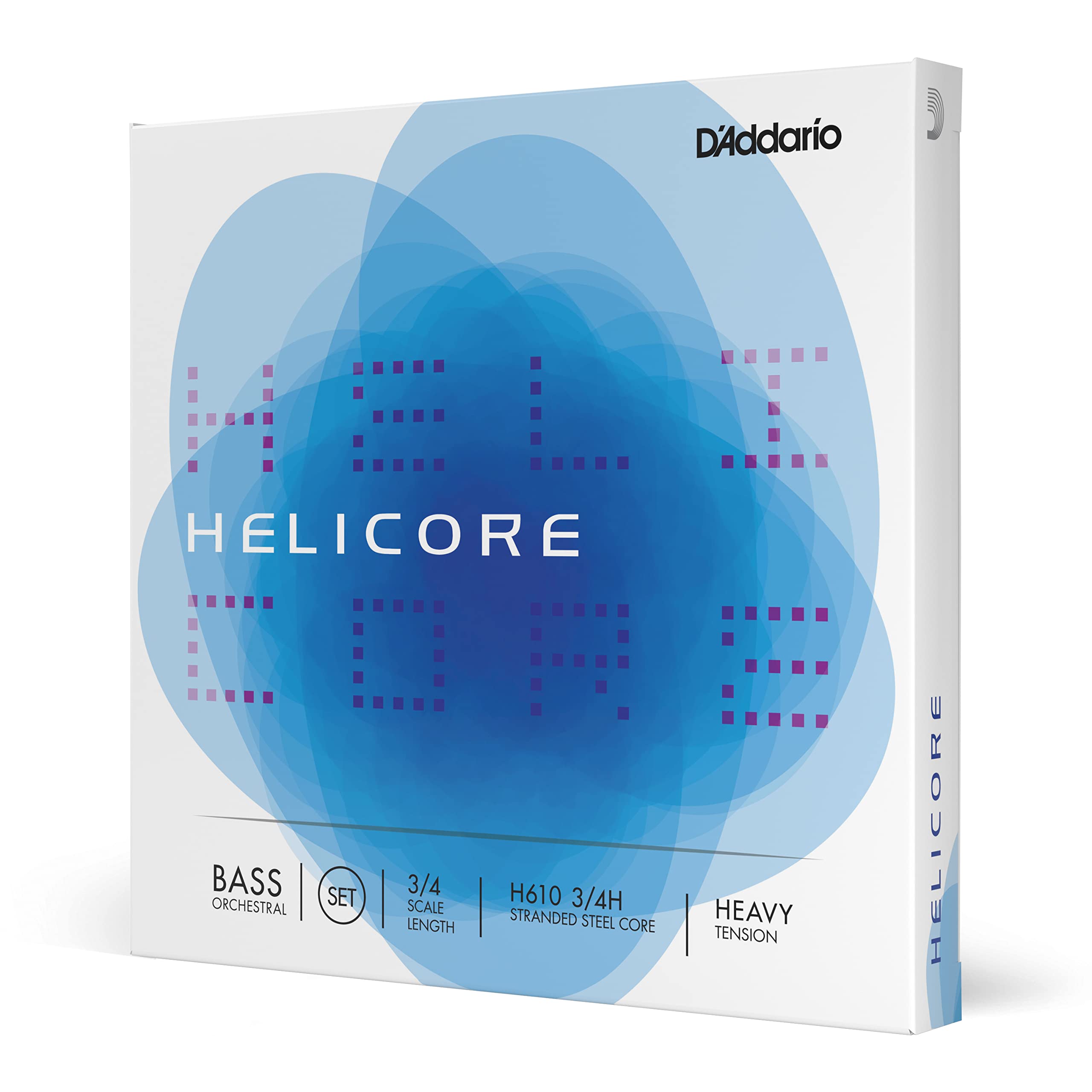 D'Addario Helicore Orchestral Bass Strings - 3/4 Scale Heavy Tension Set for Professional Bass Players | Perfect for Orchestral Performances, Studio Recording & Live Concerts