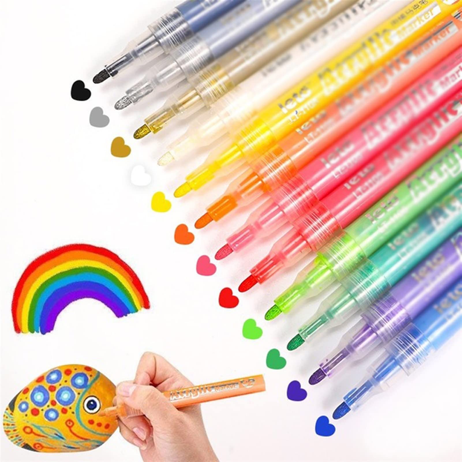 Vibrant Acrylic Paint Markers Set - 20 Colors Permanent Art Pens for Rock Painting, Canvas, Wood, Glass & Ceramic | DIY Crafts, Home Decor & Gift Making | Ideal for Artists, Students & Craft Enthusiasts