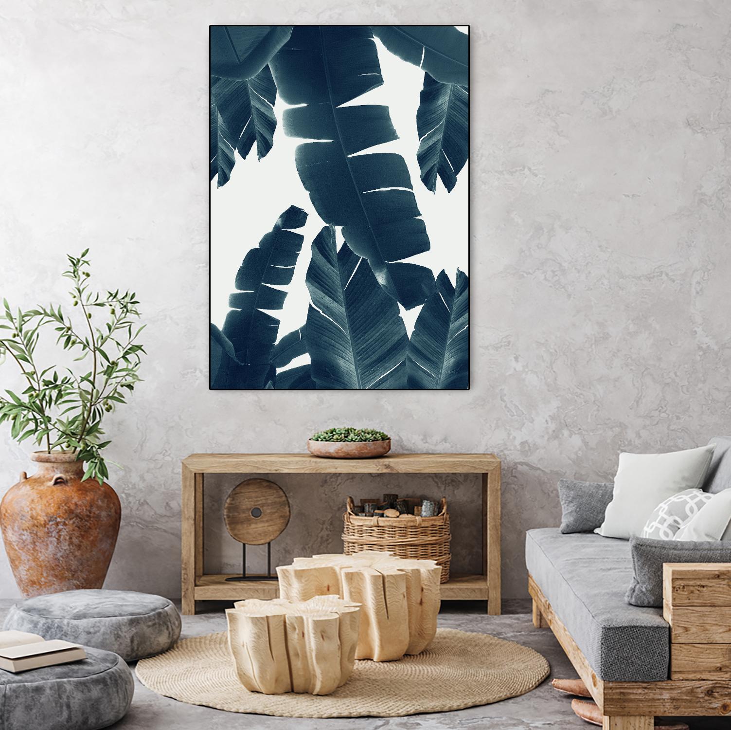 Banana Leaves Green Blue Vibes Tropical Decor Art - Perfect for Boho Home Decor, Wall Art, and Party Backdrops