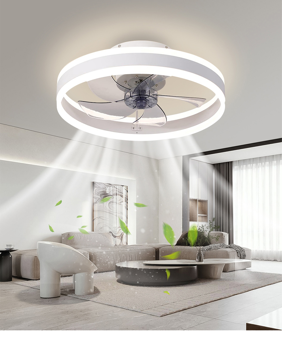 Smart LED Ceiling Fan with Light - 6 Speed Settings, Ultra Quiet, Energy Efficient - Perfect for Bedroom, Living Room, and Office Spaces