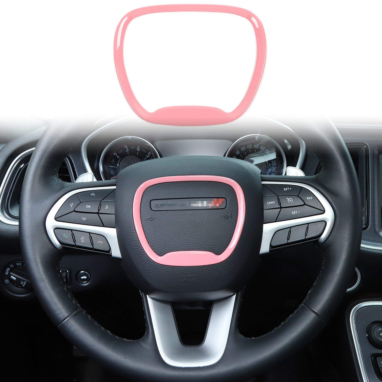 Pink ABS Steering Wheel Trim for 2014-2022 Dodge Durango, 2015-2022 Dodge Challenger & Charger, Jeep Grand Cherokee SRT8 - Upgrade Interior Accessory for Car Enthusiasts & Custom Builds