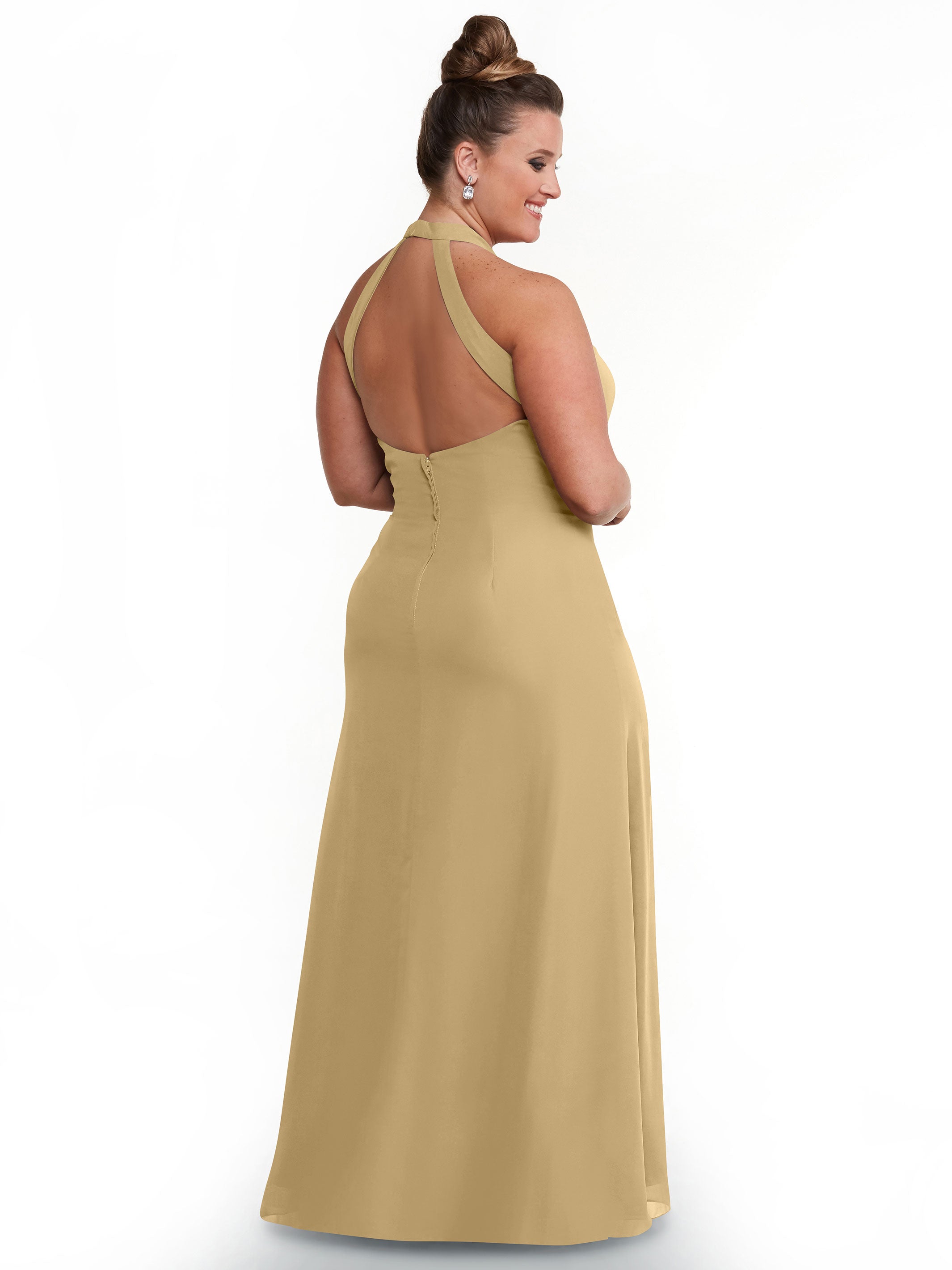 Elegant 80138 Chiffon A-Line Bridesmaid Dress with Keyhole Halter Neckline - Perfect for Weddings, Formal Events & Special Occasions