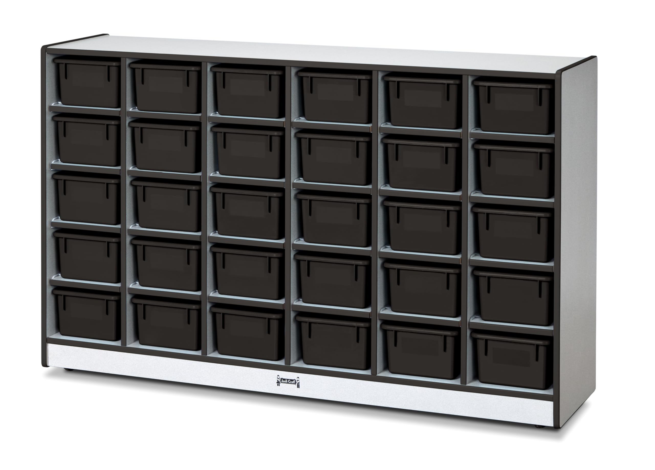 Jonti-Craft Rainbow Accents 0431JCWW180 30-Cubby Mobile Storage Unit with Bins - Black - Perfect for Classroom Organization & Kids' Toy Storage