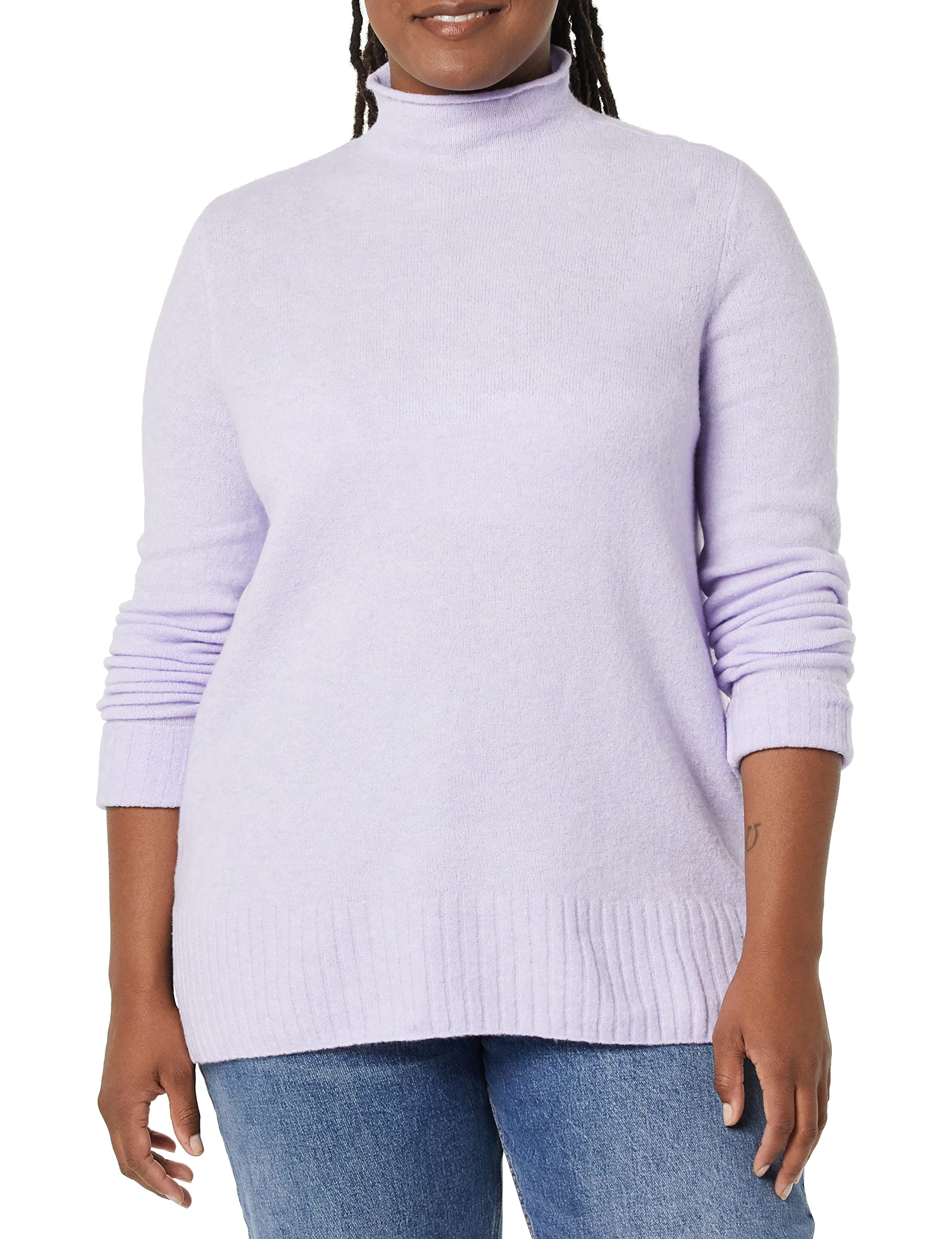 Goodthreads Women's Mid-Gauge Stretch Funnel Neck Sweater - Soft Cozy Pullover for Fall & Winter - Perfect for Office, Date Night & Casual Outfits