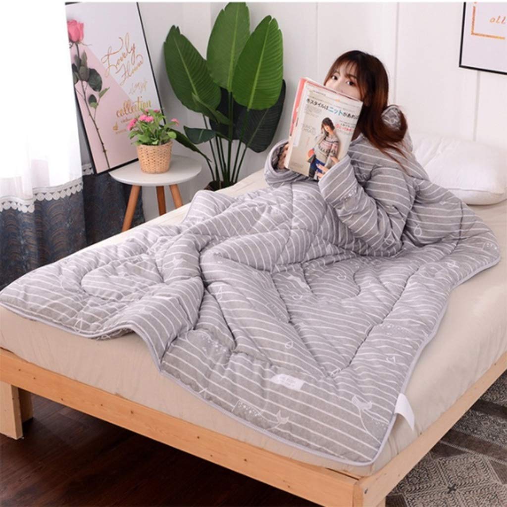 **Warm Winter Quilt with Sleeves - Thickened Washed Blanket for Cozy Naps & Lounging (47x63 Inches) - Perfect for Reading, Watching TV, and Relaxing at Home**