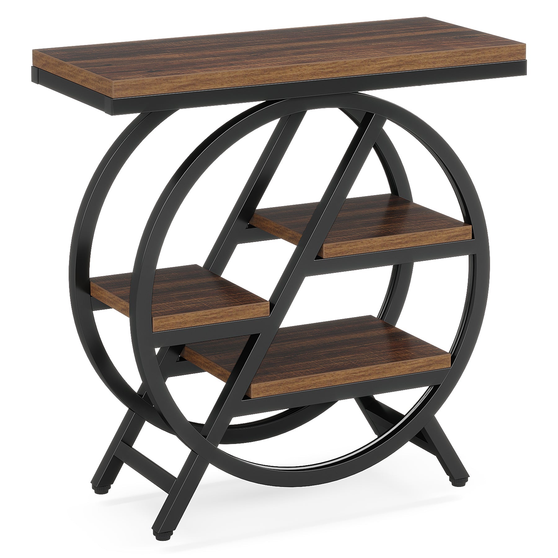 4 Tier End Table with Storage Shelves - Compact Side Table for Living Room, Bedroom, or Office - Perfect for Snacks, Books, and Decor Organization