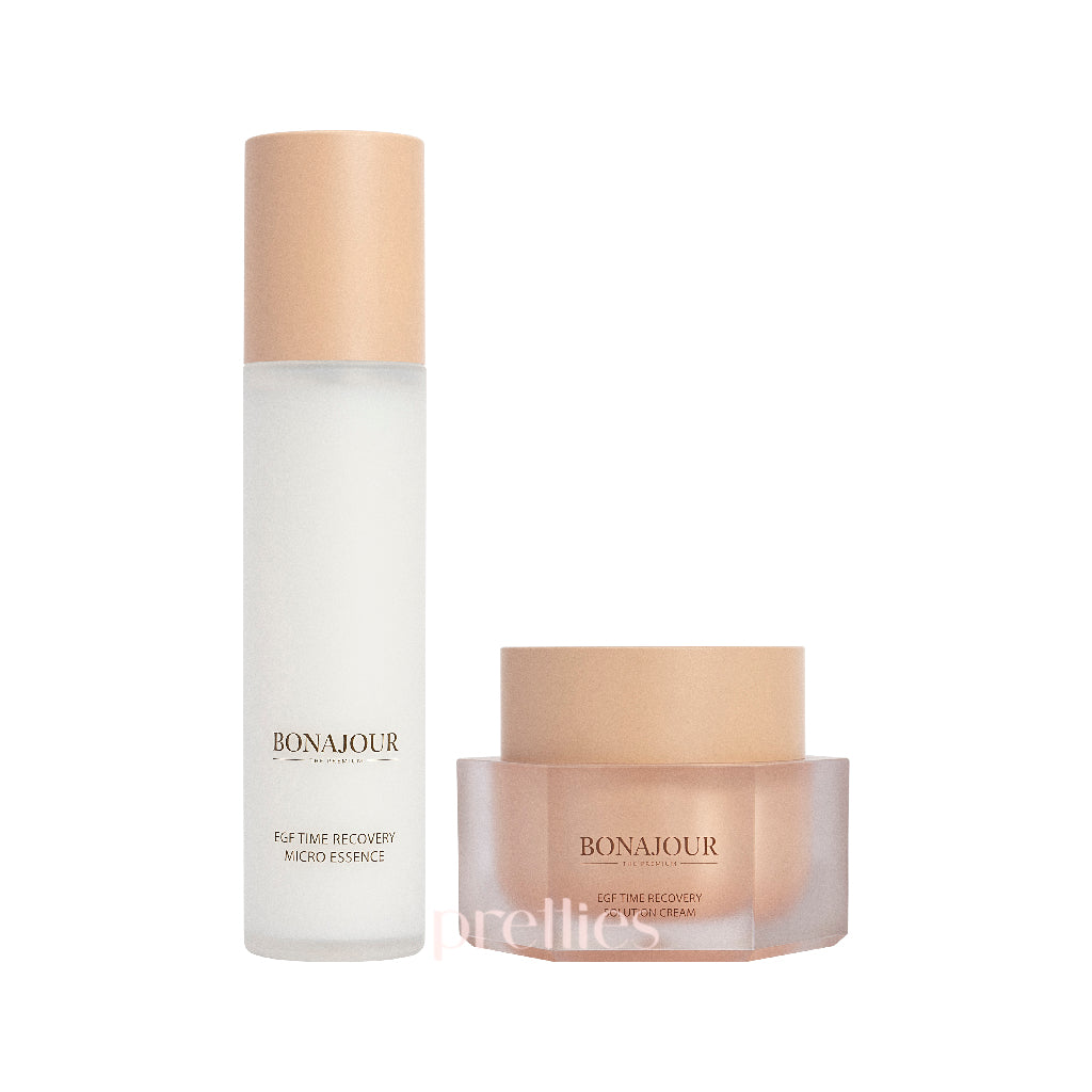 Bonajour EGF Time Recovery Micro Essence & Cream Set - Anti-Aging Skincare Duo for Wrinkles & Fine Lines | Perfect for Night Routine & Daily Hydration