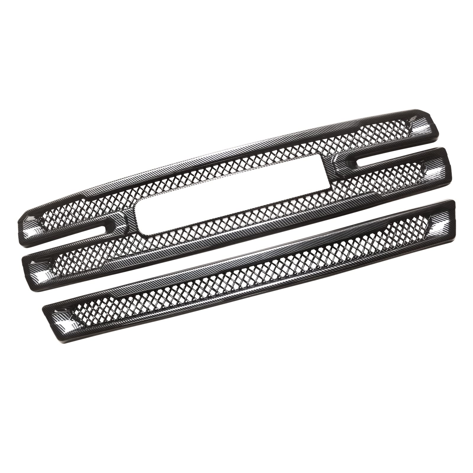 Carbon Fiber Style ABS Front Grille Overlay for 2019-2022 GMC Sierra 1500 SLT AT4 - Upgrade Your Truck's Appearance for Off-Road & Street Driving