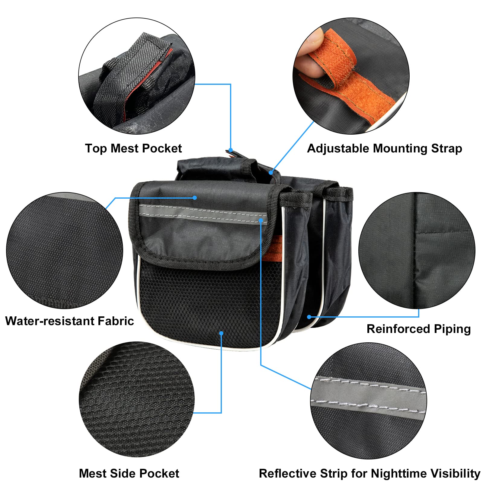 Voilamart Bike Frame Bag & Top Tube Bag - Waterproof Cycling Accessories for Smartphones Up to 6.5