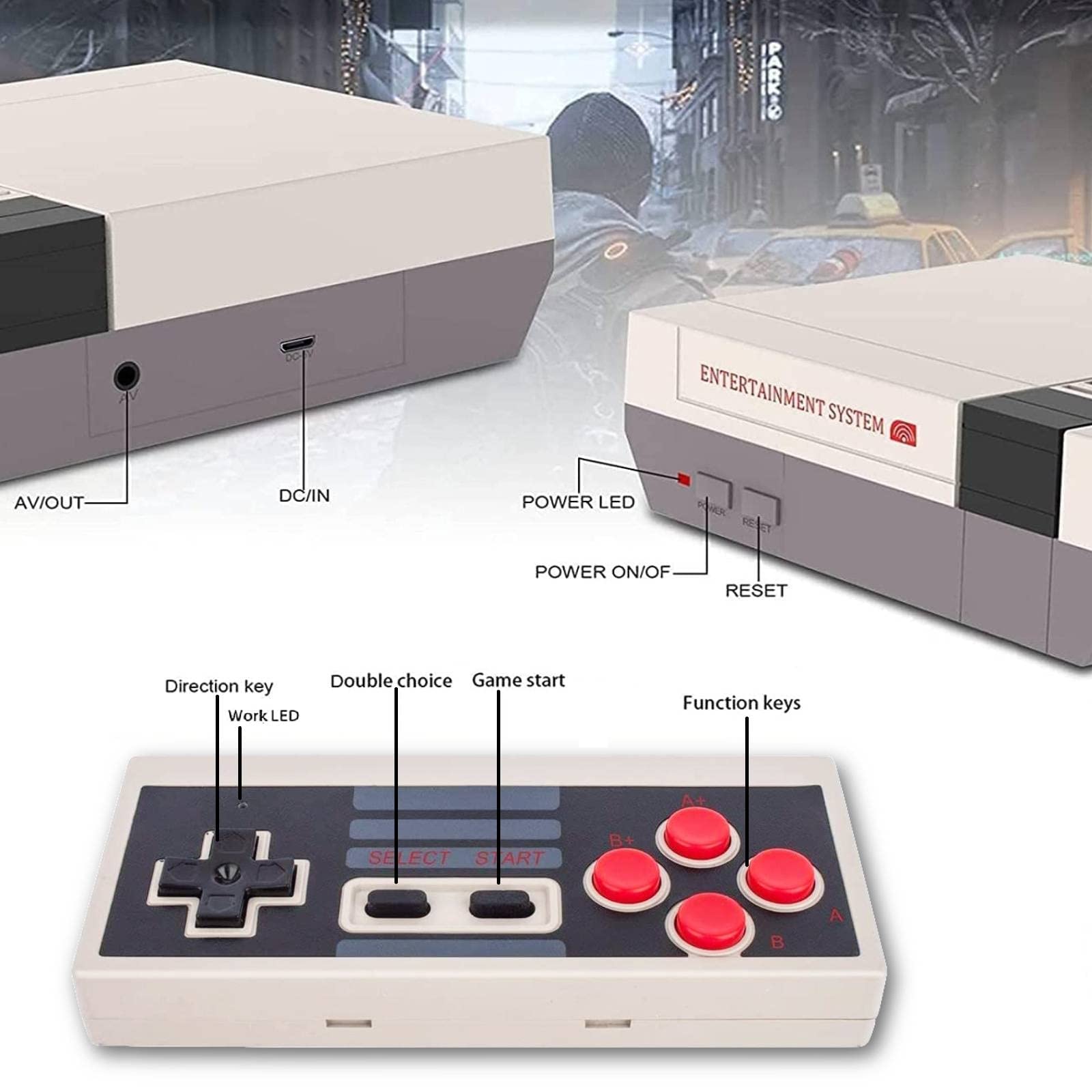 Retro Game Console with 620 Classic Games - Wireless Controllers, AV Output, Plug & Play - Perfect Gift for Kids & Adults - Ideal for Family Game Nights & Retro Gaming Parties (White)