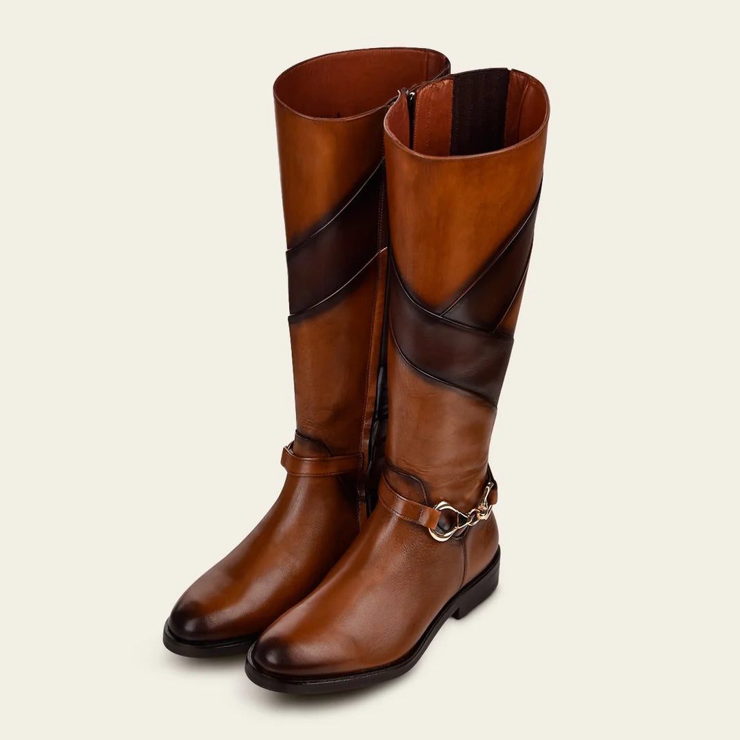 Franco Cuadra Women's Honey Casual Leather Riding Boots - Stylish & Comfortable for Everyday Wear, Horseback Riding & Fall Fashion