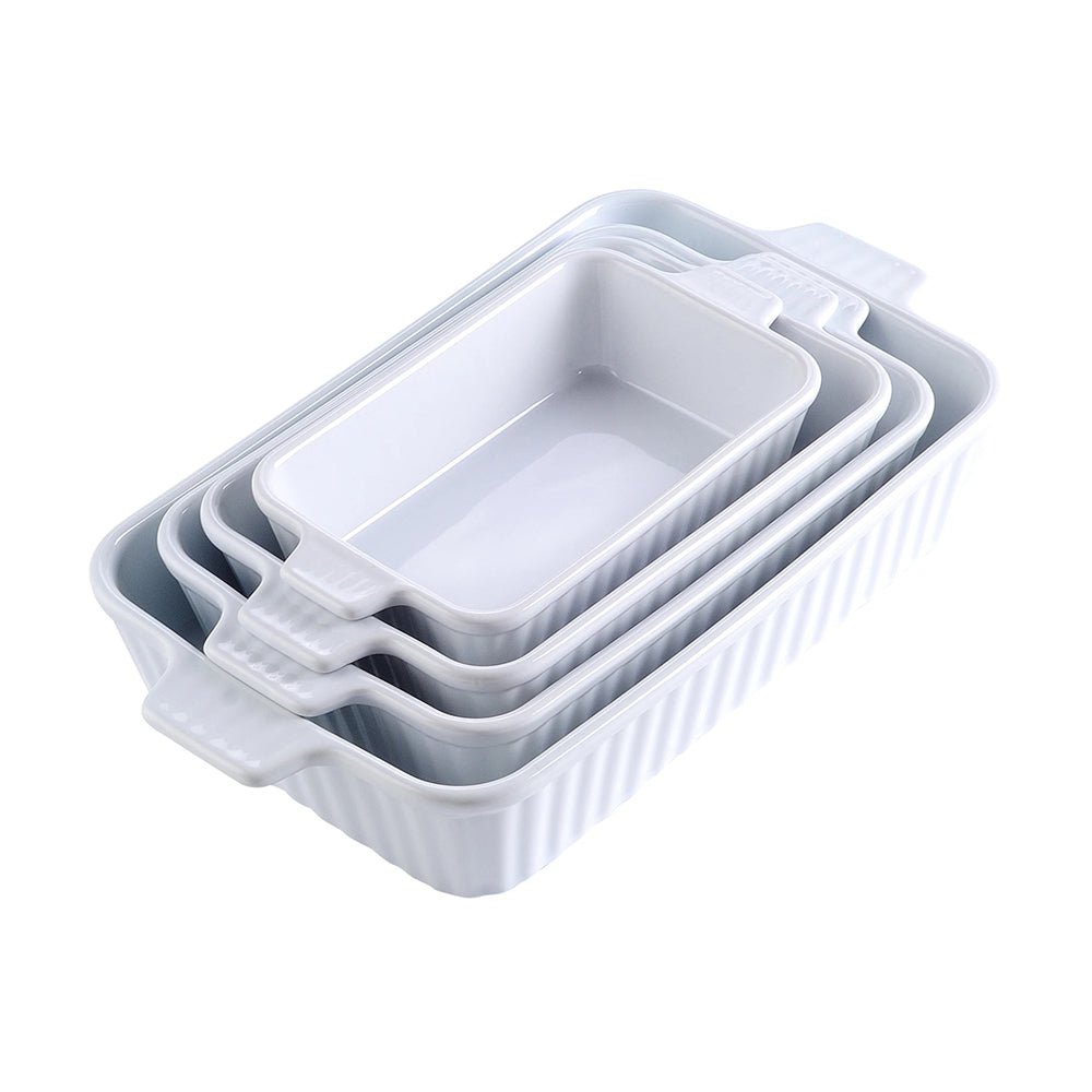 Oksana 4-Piece Rectangular Baking Dish Set - Durable Ceramic Bakeware for Casseroles, Lasagna, Brownies & More | Perfect for Oven, Microwave & Dishwasher
