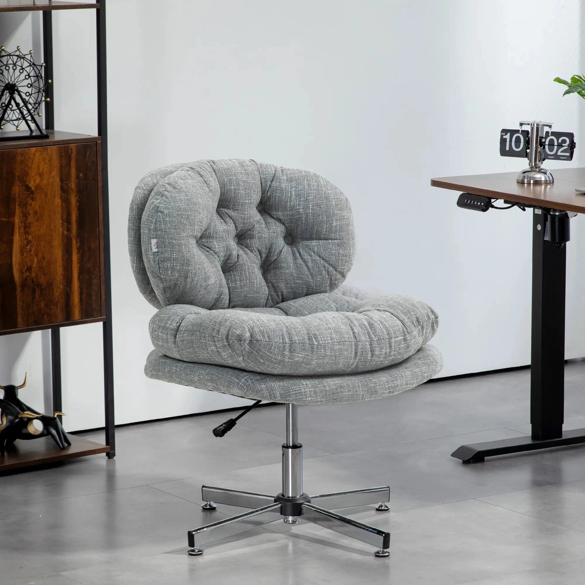 Ergonomic Armless Office Chair with Wide Padded Seat - Adjustable Height Task Chair for Home & Office - Available in Black & Gray - Perfect for Small Spaces, Conference Rooms & Waiting Areas