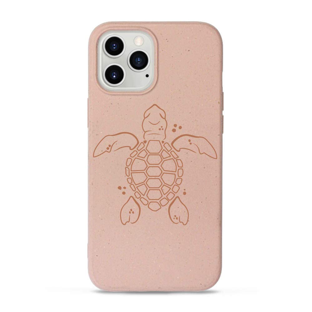 Eco-Friendly Biodegradable iPhone 12/12 Pro Case - Sand Pink Ocean Turtle Design | Sustainable Phone Cover | Perfect for Beach Lovers & Eco-Conscious Users