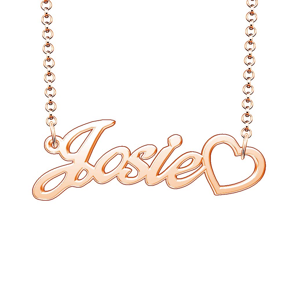 Personalized Rose Gold Plated Heart Name Necklace - Custom Engraved Jewelry Gift for Women, Best for Anniversary, Valentine's Day & Birthday Presents