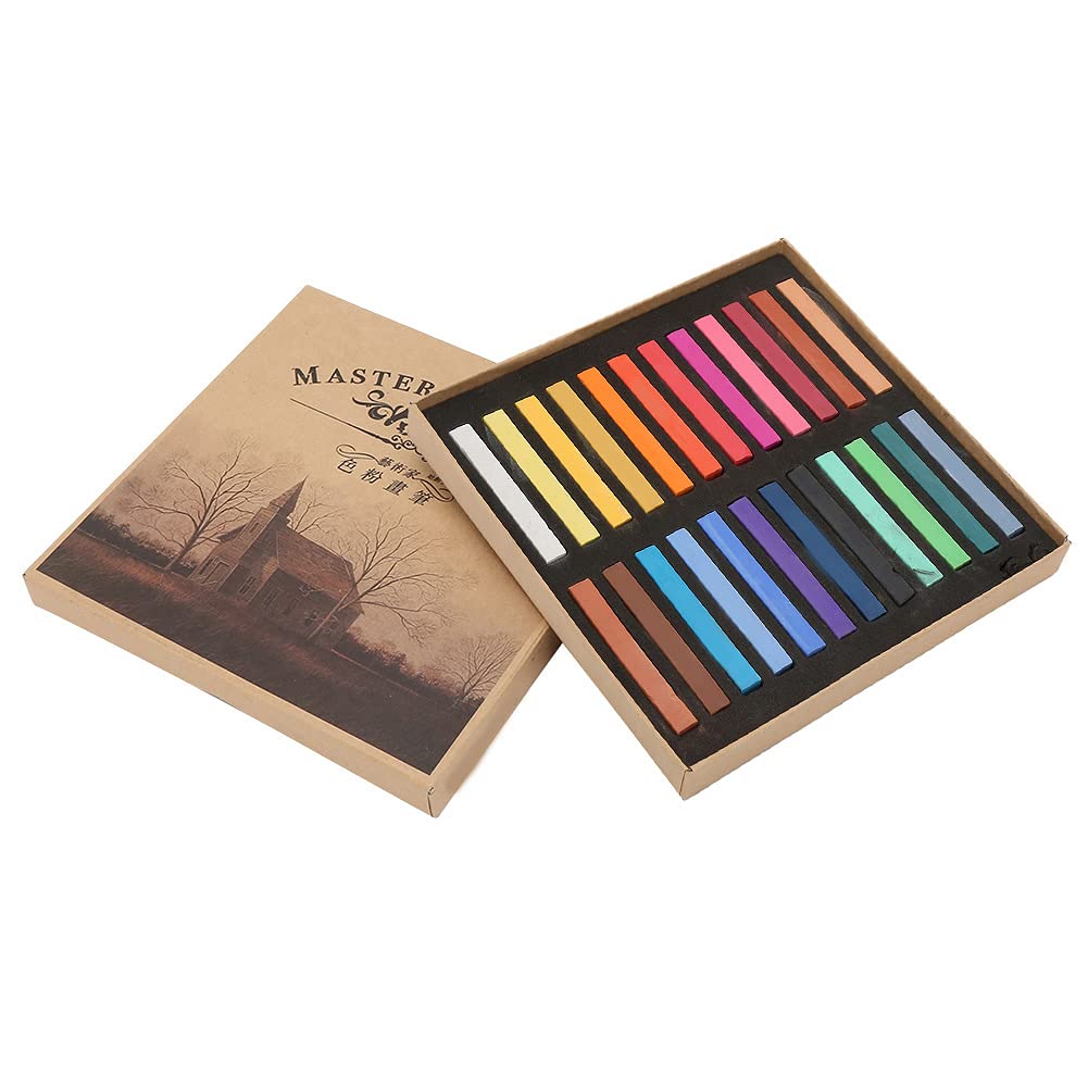 Estink 2.28 Inch Non-Toxic Fluorescent Crayons - 24 Vibrant Colors Sidewalk Chalk for Kids | Outdoor Playground, Driveway & Pavement Art | Safe Washable Chunky Chalks for Children's Creative Drawing