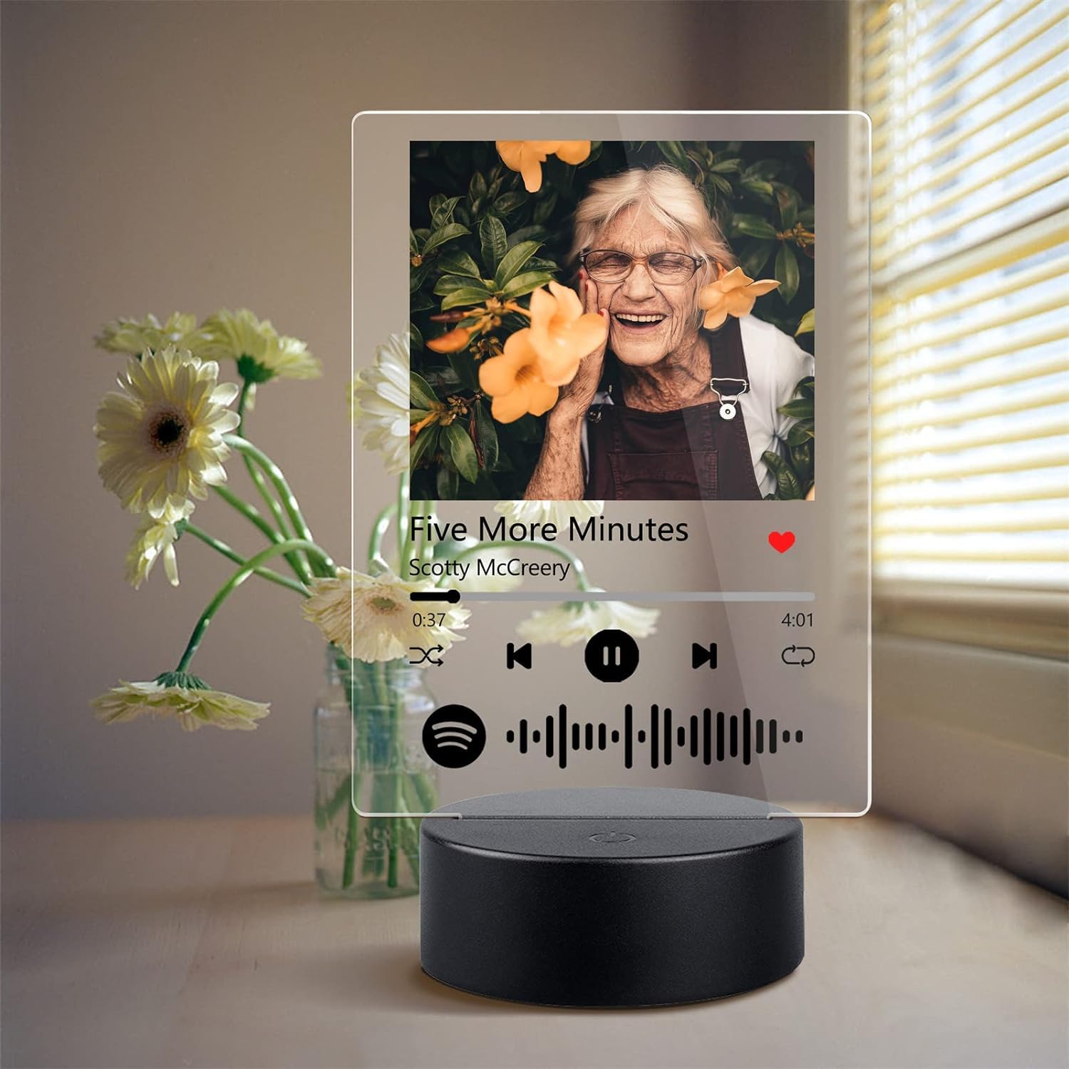 Custom Spotify Plaque Glass Art Night Light - Personalized Acrylic Song Album Cover Music Gift for Boyfriend, Girlfriend, Anniversary (White Double Light) - Perfect for Bedroom Decor, Romantic Gifts & Music Lover Presents