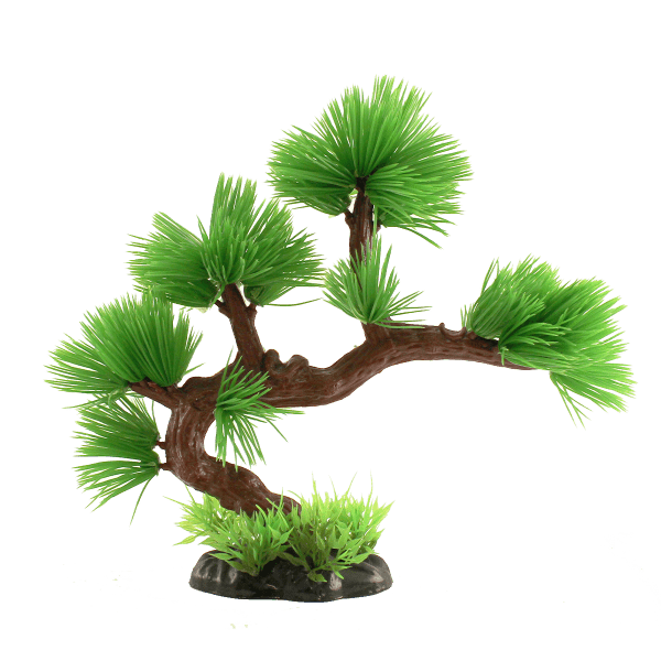 Realistic Green Pine Bonsai Tree Plastic Aquarium Plant - Fish Tank Decor for Betta, Goldfish & Tropical Fish - Perfect for Home & Office Aquascaping