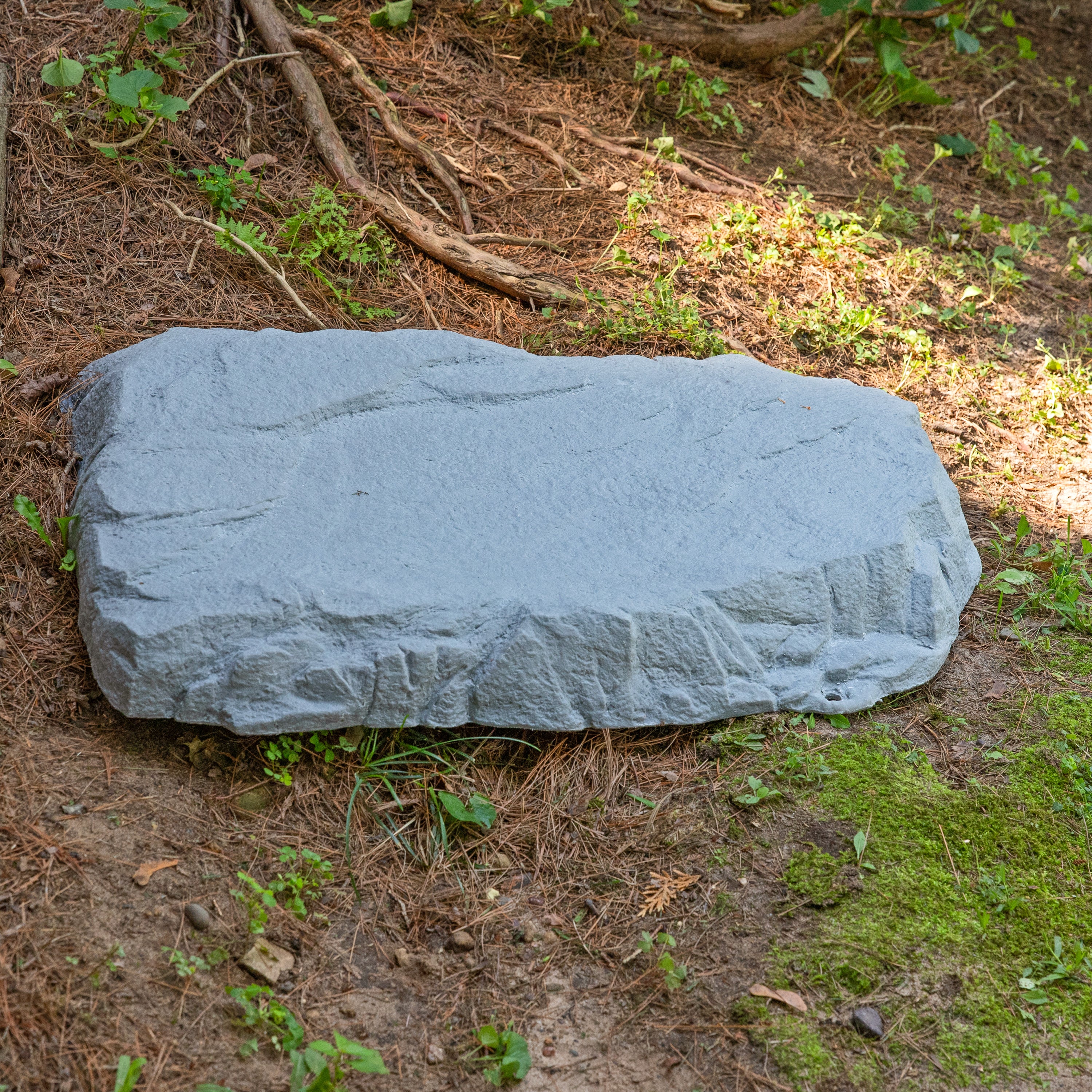 Sunnydaze Flat Artificial Landscape Rock Cover with Stakes - Durable Outdoor Decorative Rock Mat for Garden, Yard & Pool Areas - Perfect for Landscaping, Hiding Wires & Enhancing Aesthetics