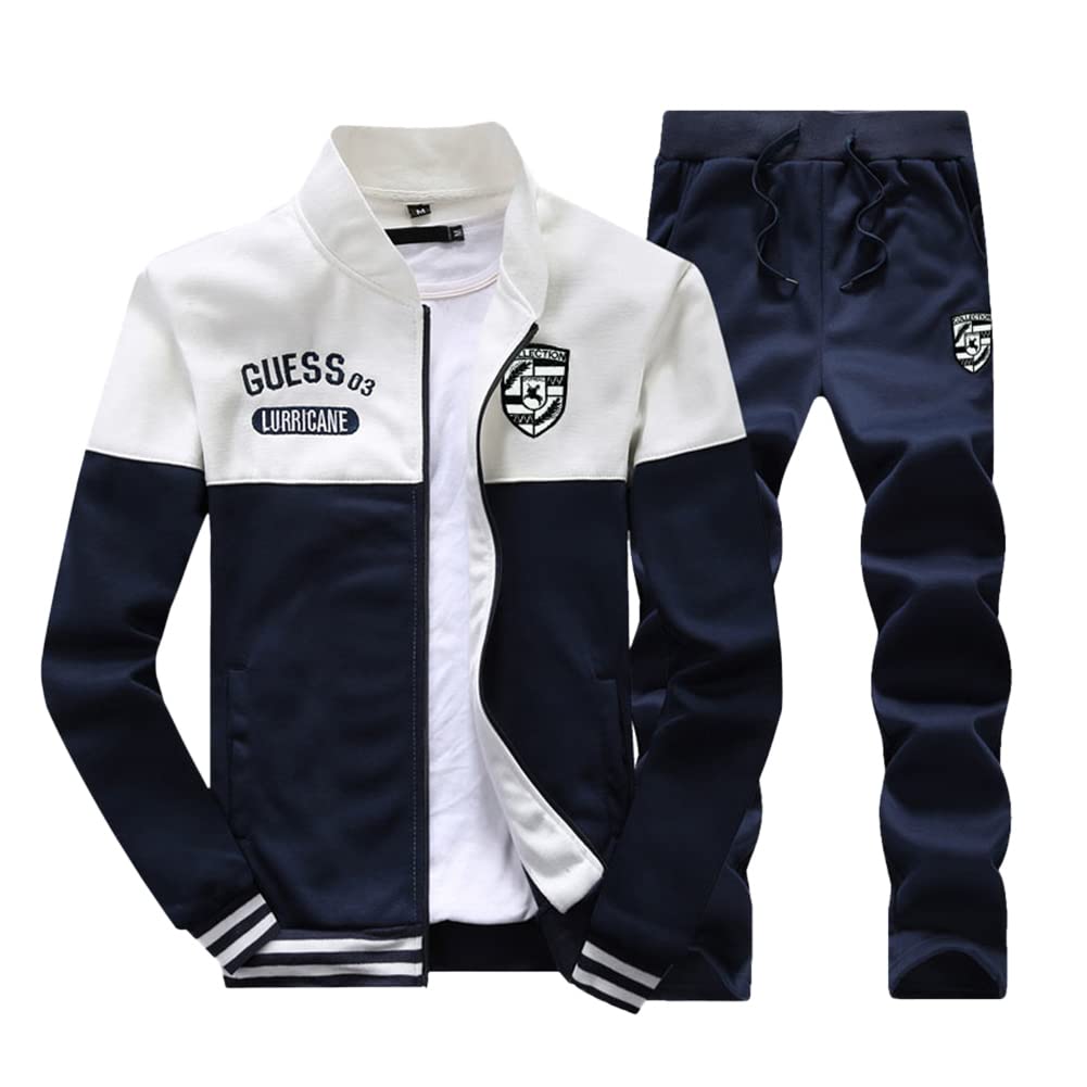 **Men's 2-Piece Jogging Set - Long Sleeve Zip Jacket & Drawstring Joggers - Casual Sports Tracksuit for Running, Gym & Outdoor Activities**
