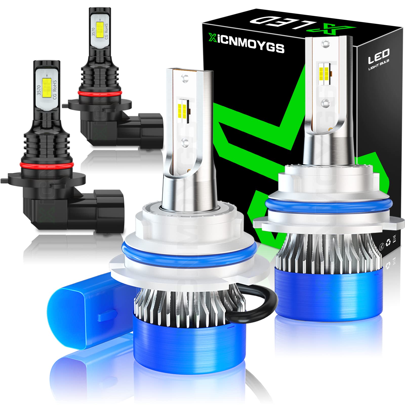 1999-2003 Ford F-150 9007/9004 LED Headlight Bulbs & 9145/9006/9005 LED Fog Light Bulbs - 20000LM Super Bright - 4 Pack - High/Low Beam Conversion Kit - Perfect for Night Driving, Off-Roading & Enhanced Visibility