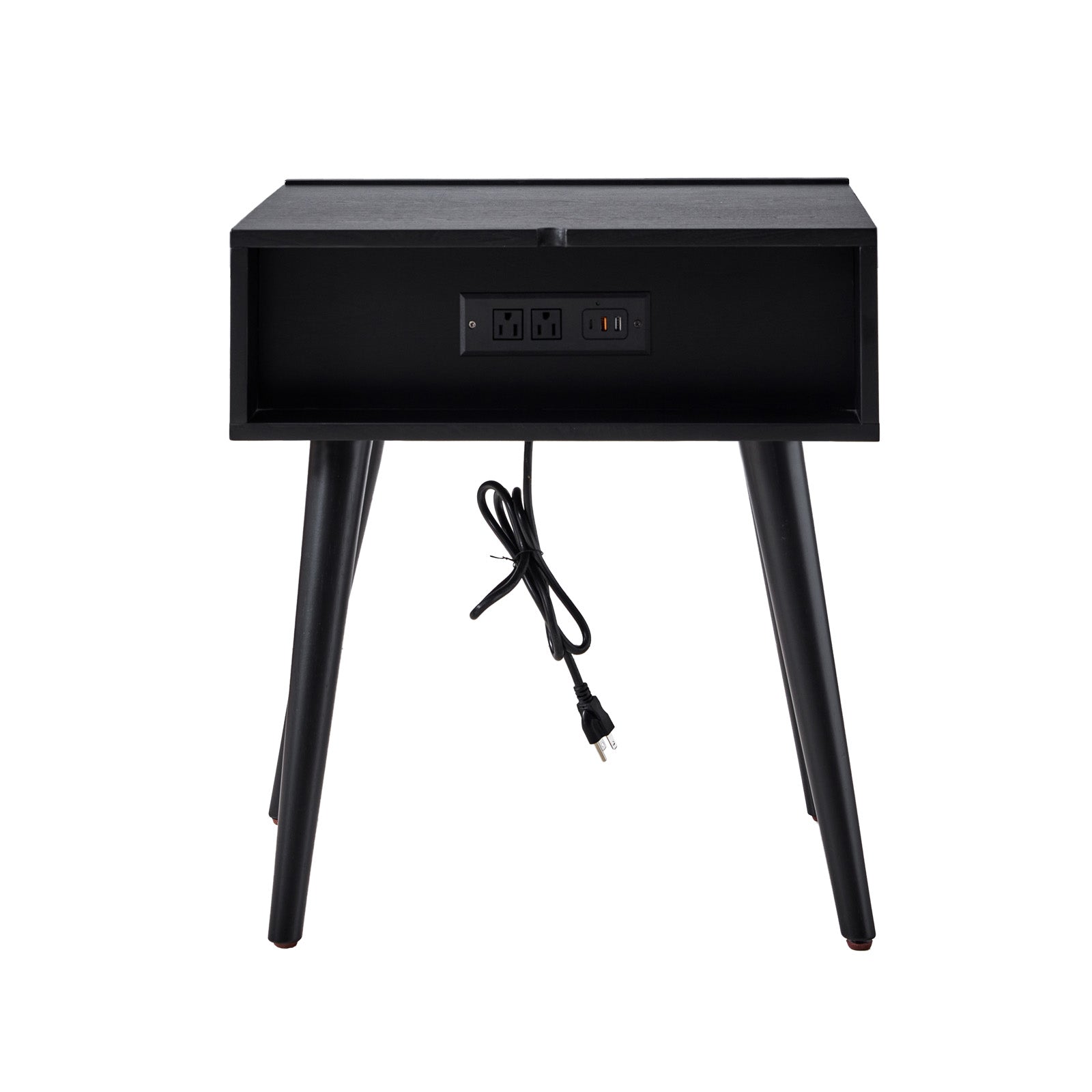 Vivian Mid-Century Modern Nightstand with USB Charging Station - Wooden Bedside Table with Drawer & Shelf - Perfect for Bedroom, Living Room, or Guest Room - Fast Charging & Stylish Storage Solution