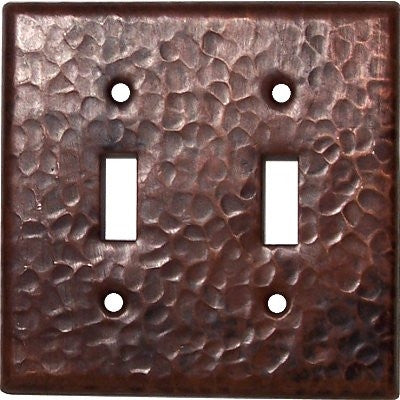Hammered Copper Double Toggle Switch Plate Cover - Vintage Style Electrical Outlet Cover for Home Decor, Kitchen, Bedroom & Living Room