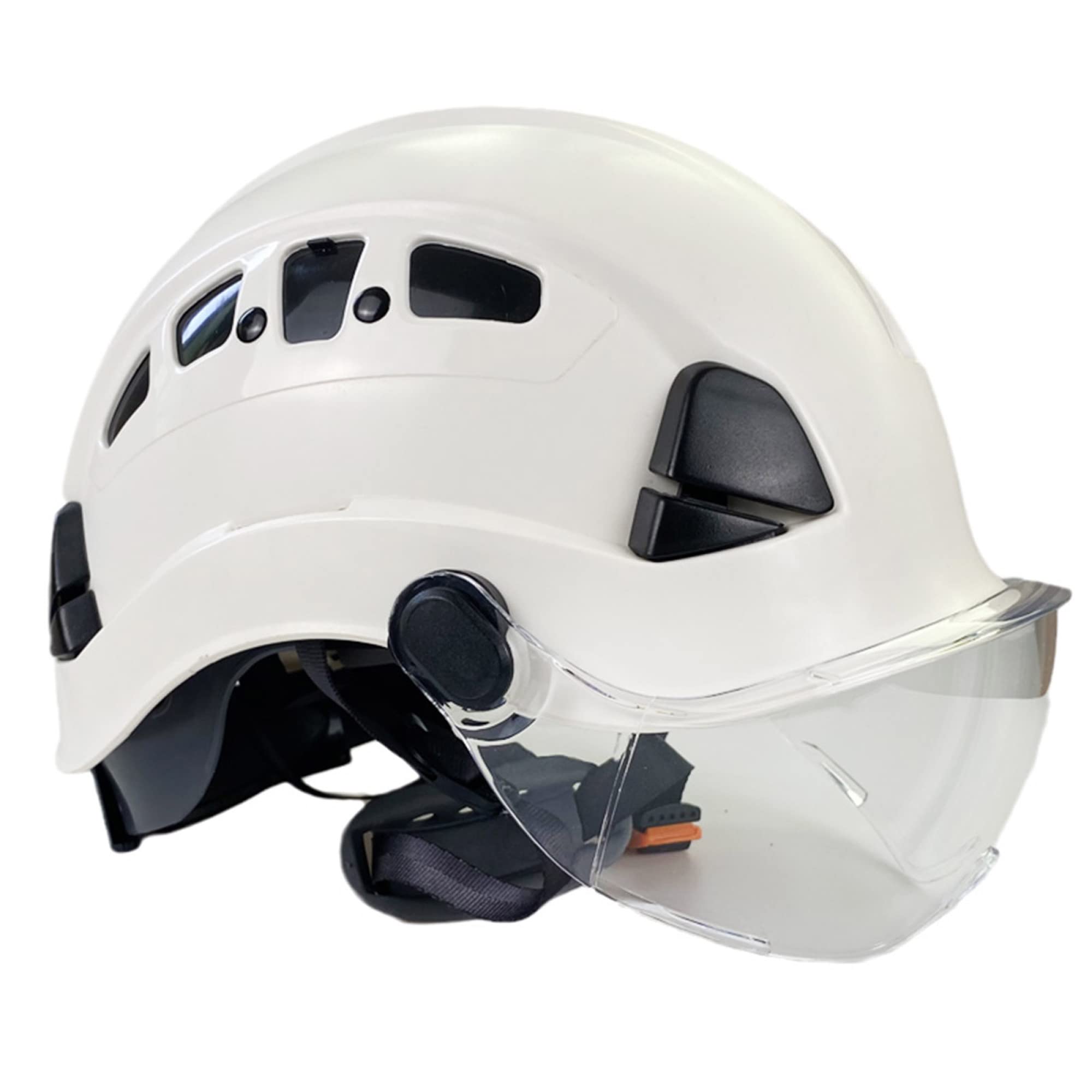 ABS Hard Hat with Goggles - 6-Point Ventilated Safety Helmet, Adjustable Construction Helmet (White, 1 Pack) for Construction Workers, Cyclists & Outdoor Sports