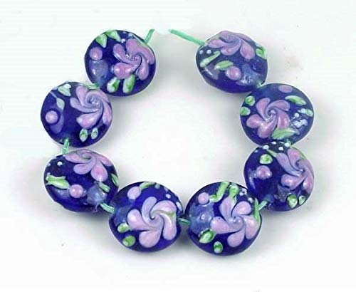 8mm Lampwork Glass Wildflower Lentil Beads for Jewelry Making - DIY Bracelet & Necklace Supplies - Handmade Craft Beads for Boho, Wedding & Everyday Jewelry Designs