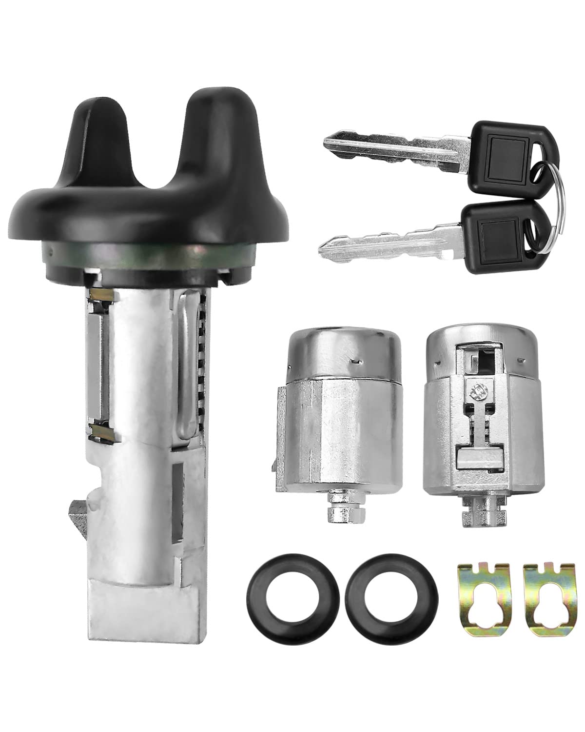 Ignition Switch Lock Cylinder & Door Lock Cylinder with Keys for Chevy GMC C/K Pickup Suburban Tahoe Yukon 1995-1997 - Replacement for 702671 702674 - Car Lock Cylinder Kit for Enhanced Vehicle Security & Easy Installation