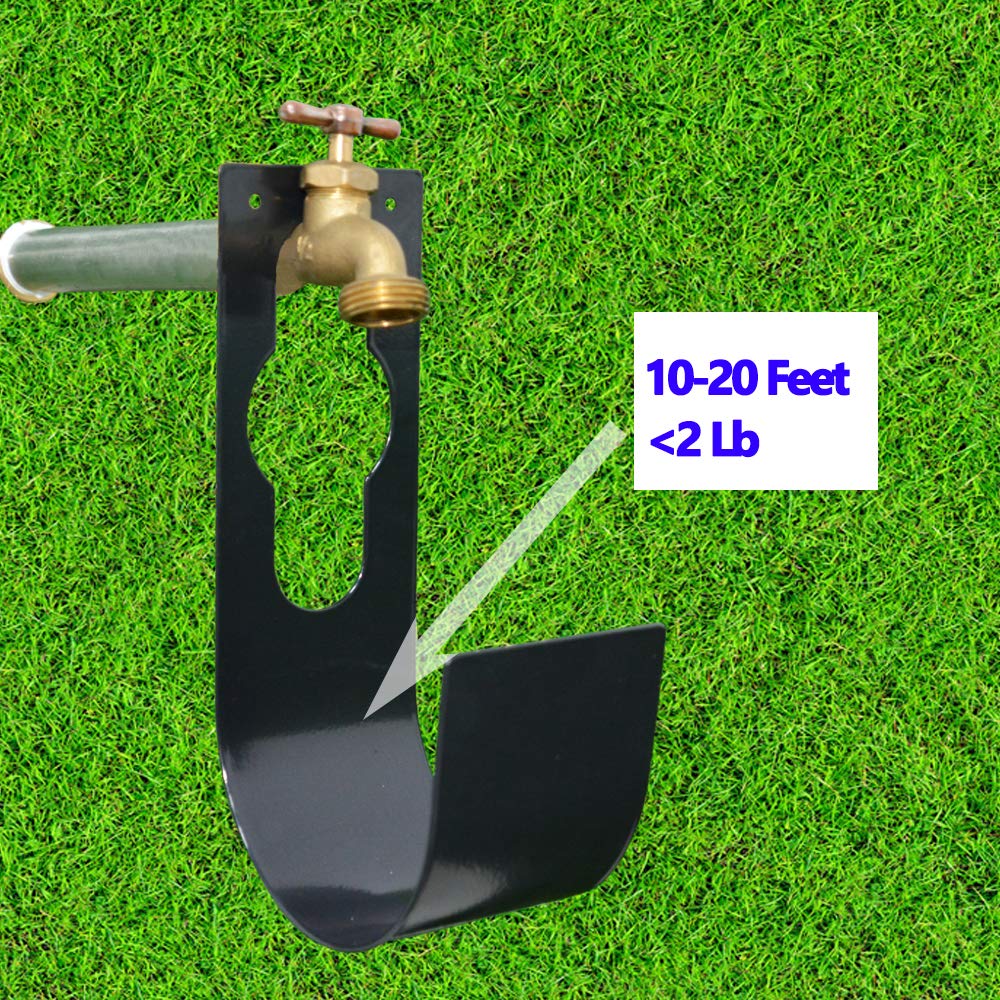 Heavy Duty Steel Garden Hose Hanger - Black Wall Mount Hook for Outdoor Hose Storage, Expanding Water Hose Holder, Metal Hose Organizer (1 Pack) - Perfect for Yard, Garden, and Garage Organization