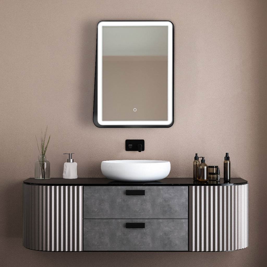 Zara 24W x 32H LED Lighted Mirror with Integrated Shelf - Vanity Mirror with Adjustable Brightness for Makeup, Shaving & Home Decor - Perfect for Bedroom, Bathroom & Dressing Room