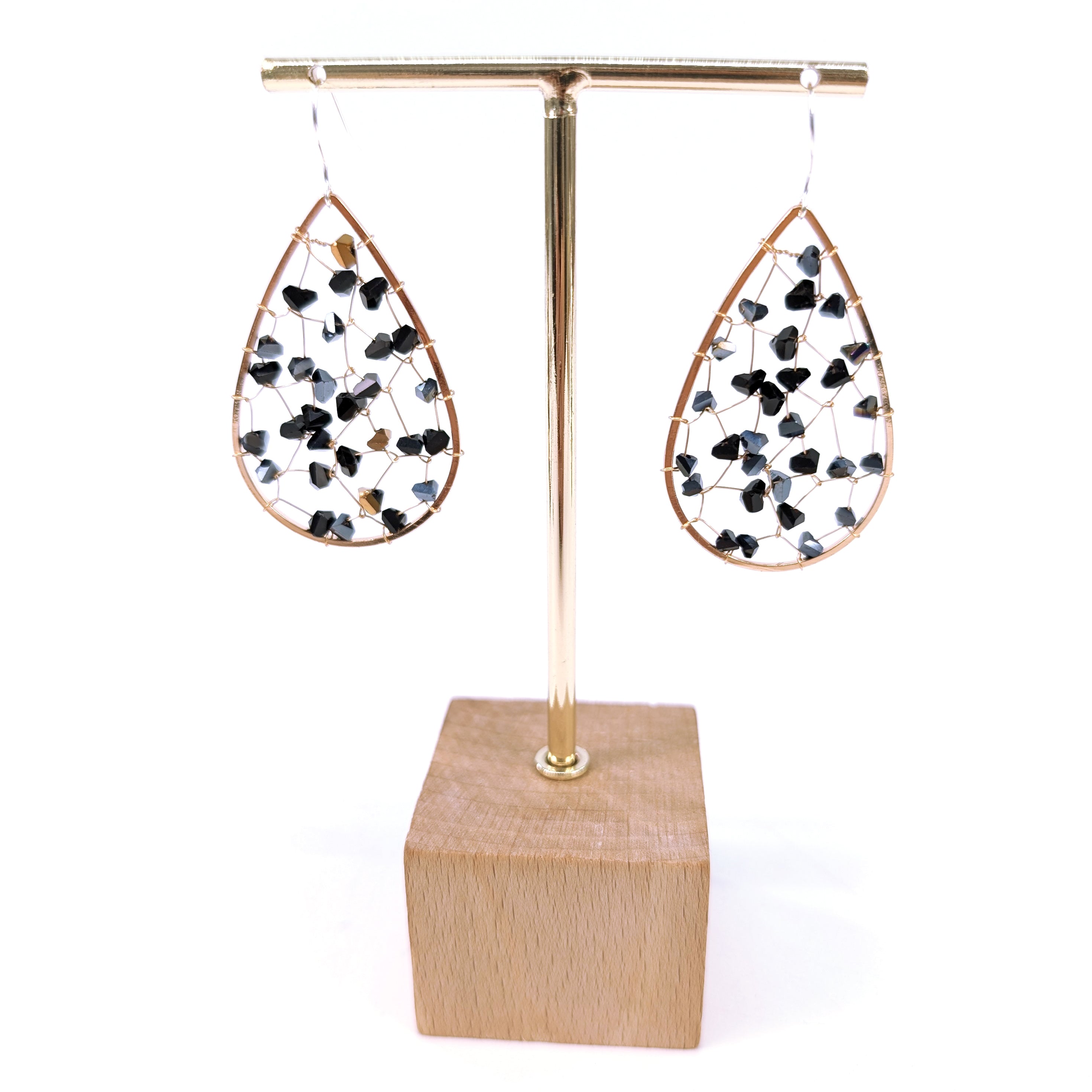 Elegant Black Tear Drop Crystal Earrings for Women - Perfect for Parties, Weddings & Evening Events