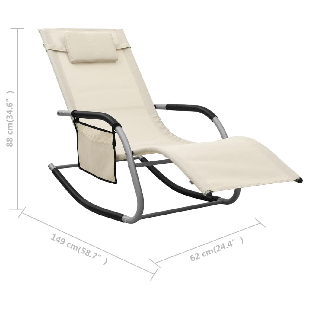 Premium Adjustable Reclining Sun Lounger - Textilene Cream & Gray Outdoor Lounge Chair for Patio, Garden, Beach, Poolside & Backyard - Perfect for Sunbathing, Tanning & Relaxing in Comfort