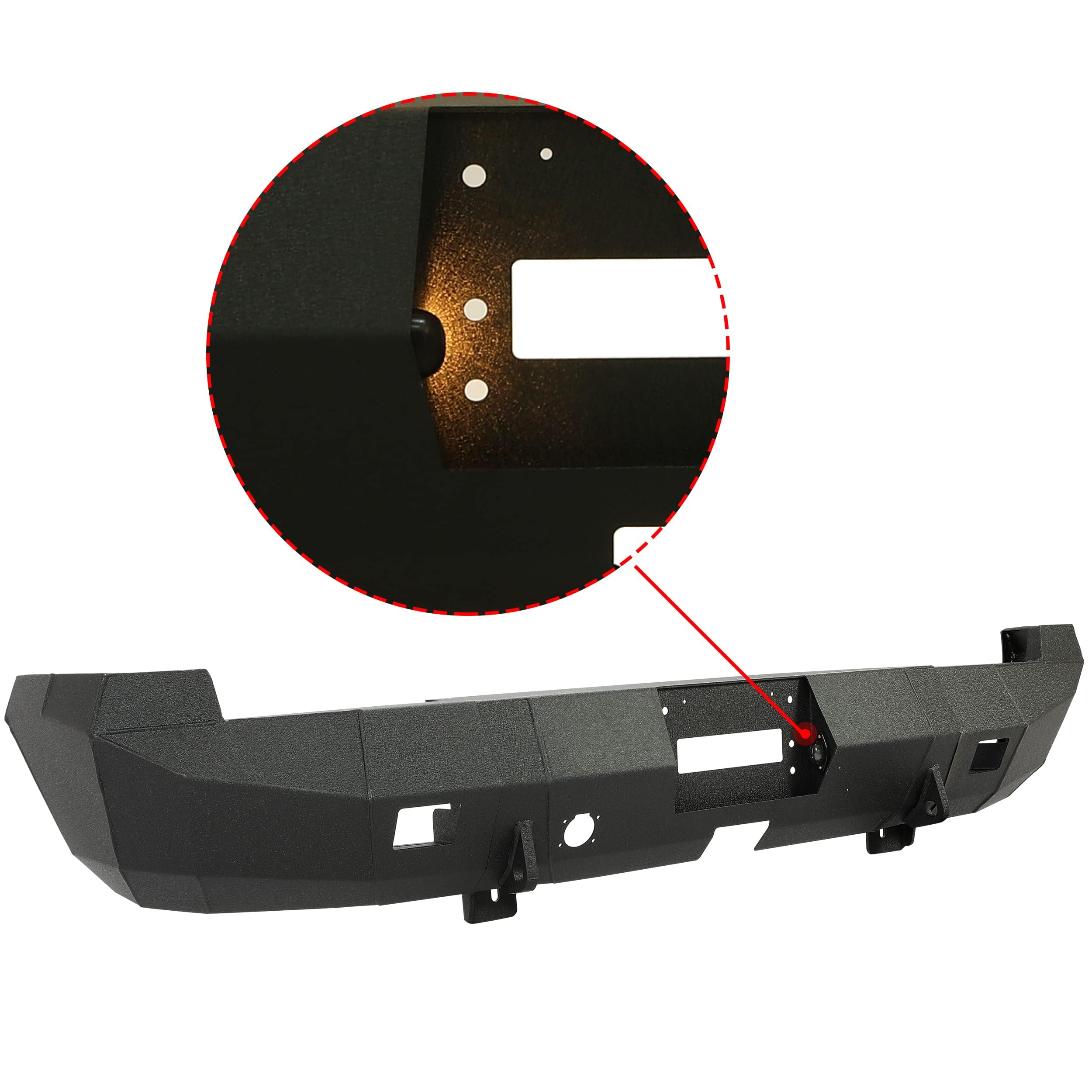 KUAFU Heavy Duty Steel Rear Bumper with License Plate Lights - Compatible with 2002-2008 Ram 1500 & 2003-2009 Ram 2500/3500/4500/5500 Trucks - Winch Ready 3-Piece Bumper Kit (2 Packages) - Perfect for Off-Roading, Towing & Truck Upgrades