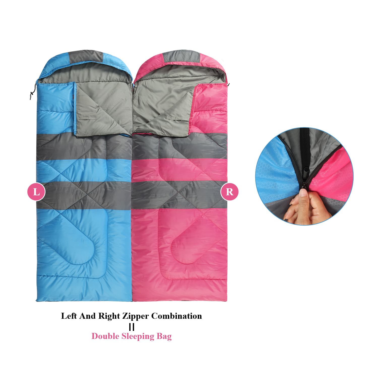 Best 3-Season Sleeping Bags for Adults - Lightweight, Waterproof Camping Sleeping Bag for Warm & Cool Weather - Perfect for Indoor, Outdoor, Backpacking & Travel - Available in Pink, Blue, Black - Ideal for Camping Trips, Hiking Adventures & Emergency Preparedness