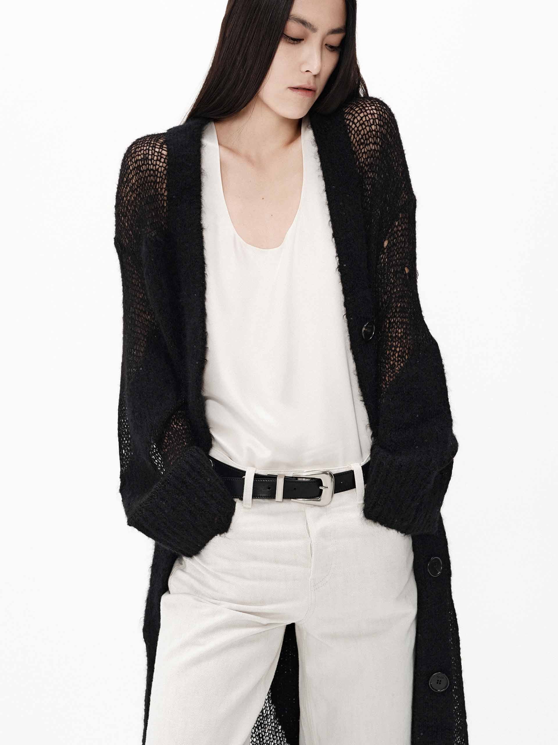 Longline Sheer Knit Cardigan for Women - Lightweight Open Front Cover Up - Perfect for Layering, Beach Cover-Up, and Casual Outfits