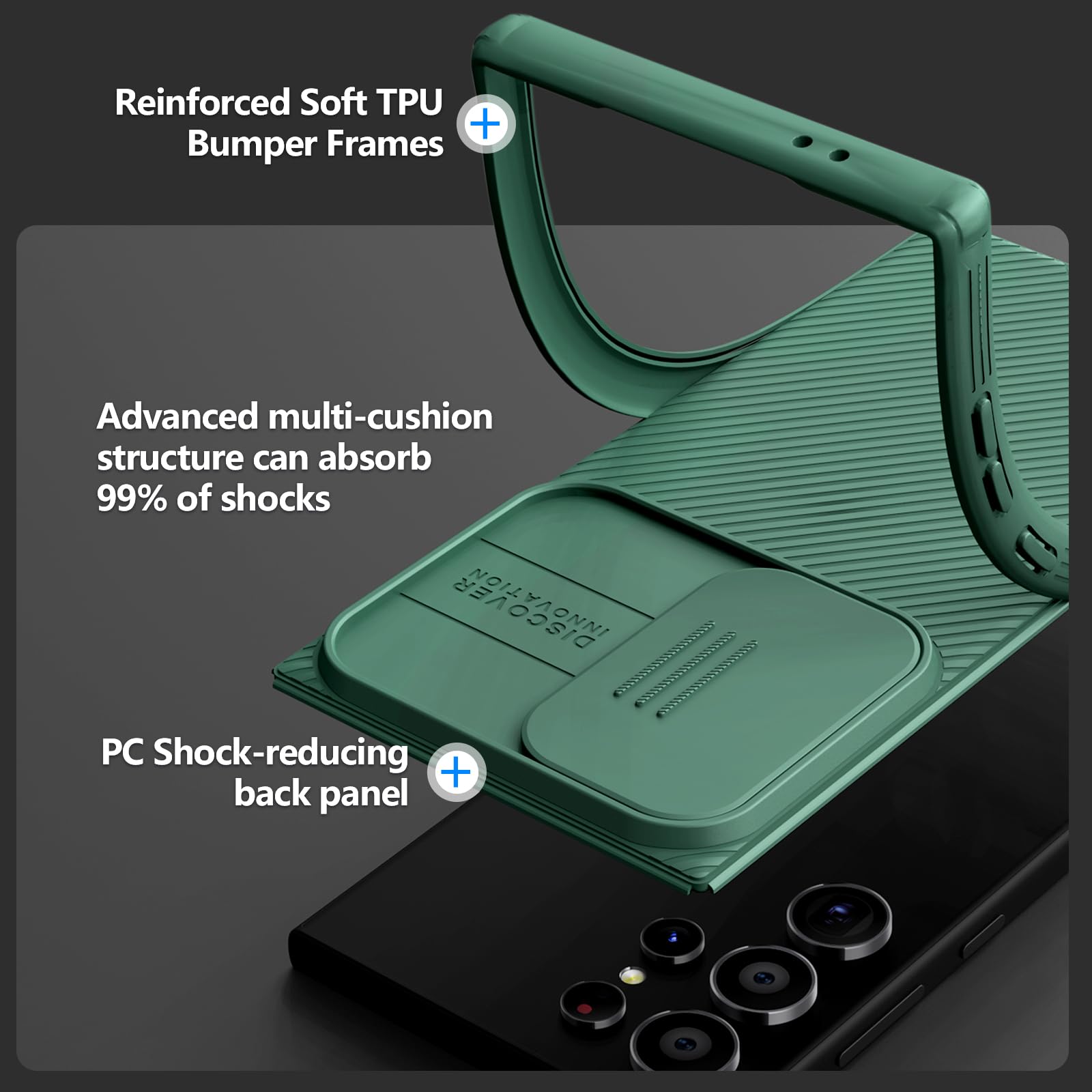 Nillkin Samsung Galaxy S24 Ultra Case with Slide Camera Cover | Military Grade Shockproof Protection | MagSafe Compatible | 6.8