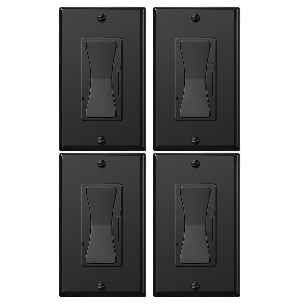 0-10V LED Dimmer Switch - Black Single Pole/3-Way Compatible with LED, Halogen & Incandescent Bulbs (Includes Wall Plate) - ETL Certified for Home, Office & Commercial Lighting Control