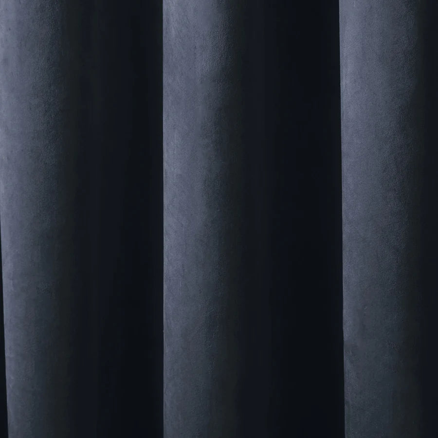 Laurence Llewelyn Bowen Montrose Eyelet Curtains Navy Blue - Premium Blackout Window Drapes for Living Room & Bedroom