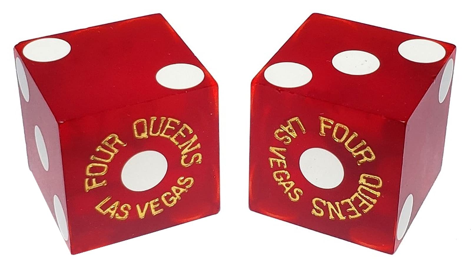 19mm Professional Craps Dice Pair with Matching Serial Numbers - Authentic Las Vegas Casino Table-Played Dice (Four Queens Red Frosted) | Perfect for Casino Games, Gambling Enthusiasts, and Home Game Nights