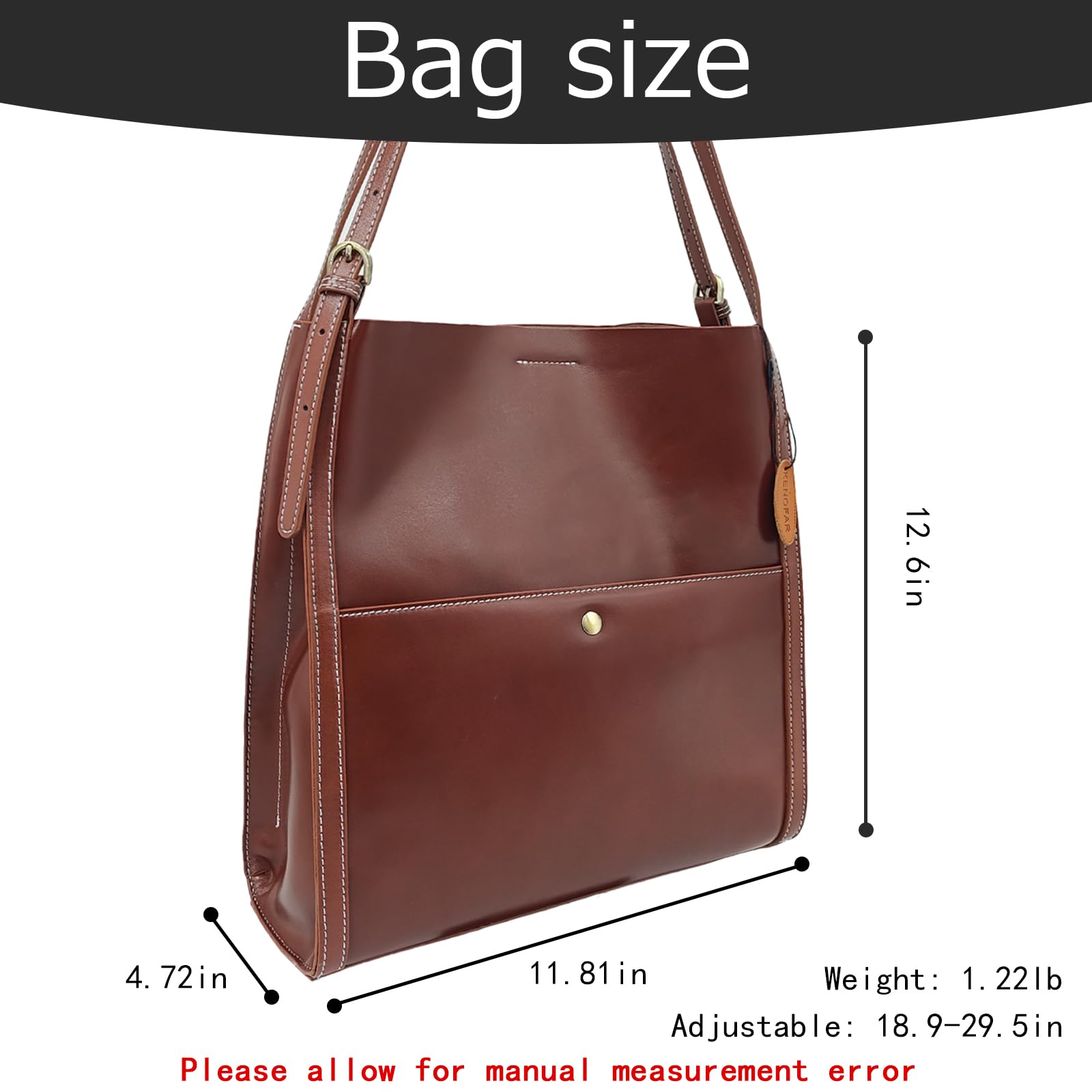 Genuine Leather Women's Medium Bucket Shoulder Bag - Premium Spacious Hobo Handbag for Work, Travel & Everyday Use