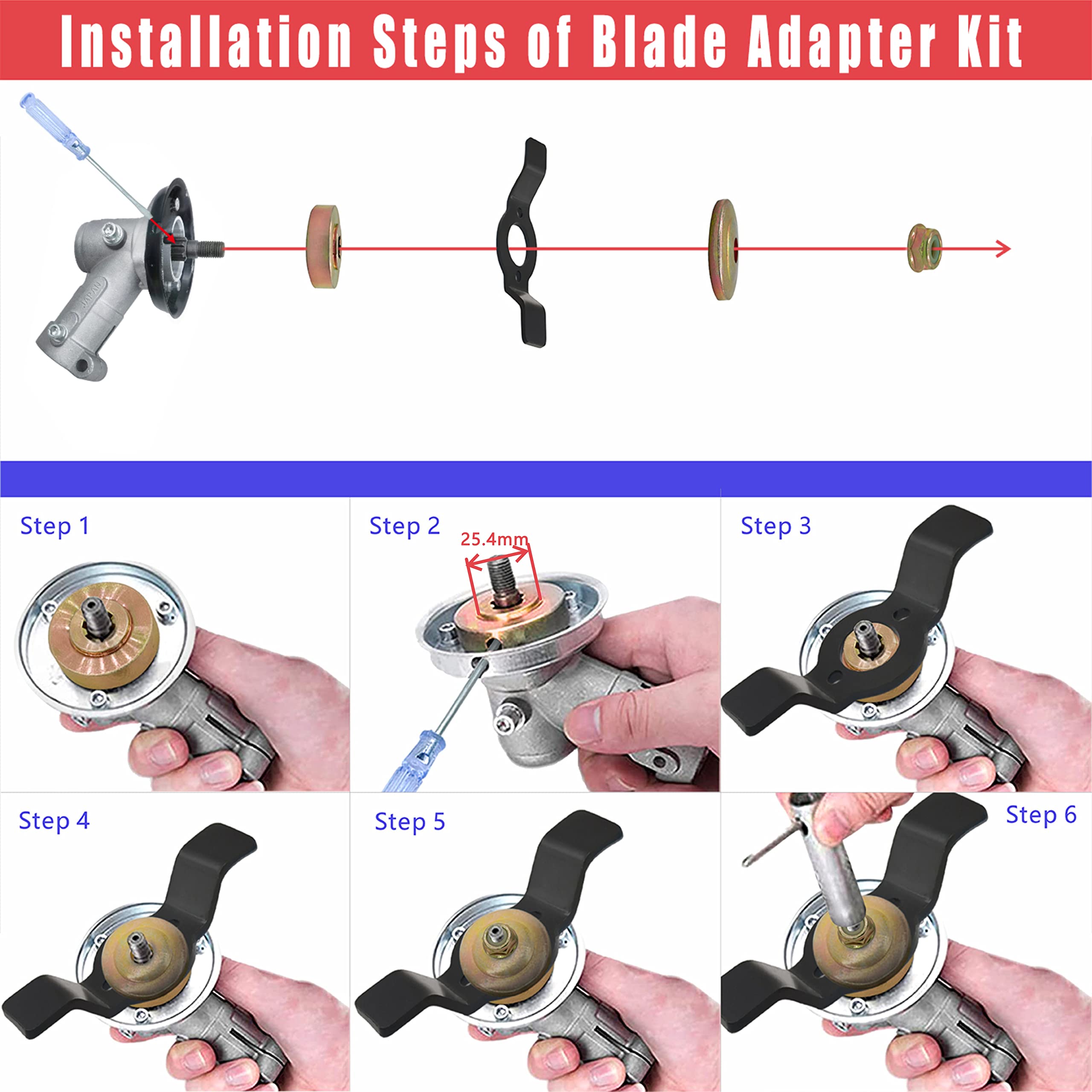 **Multifunctional Weed Trimmer Blades & Head Set - 2 Pack Replacement Cutter with Adapter Kits for Lawn Mower, Grass Trimmer & Gardening Tools | Perfect for Lawn Care, Yard Maintenance & Landscaping**