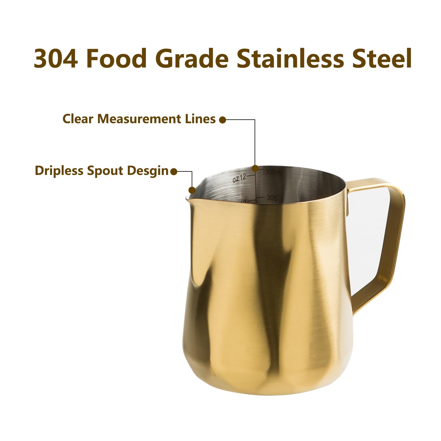 Stainless Steel Milk Frothing Pitcher 350ml/600ml (12oz/20oz) - Barista Coffee Frother for Cappuccino, Latte & Espresso - Perfect for Home & Professional Coffee Shops