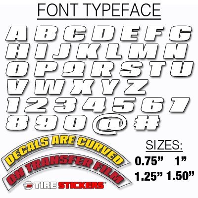 Custom Tire Lettering Stickers - DIY White Tire Decals with Glue & 2oz Cleaner - Pack of 8 for Motorcycle, Car, Truck Wheels - Easy Application for Personalized Vehicle Customization