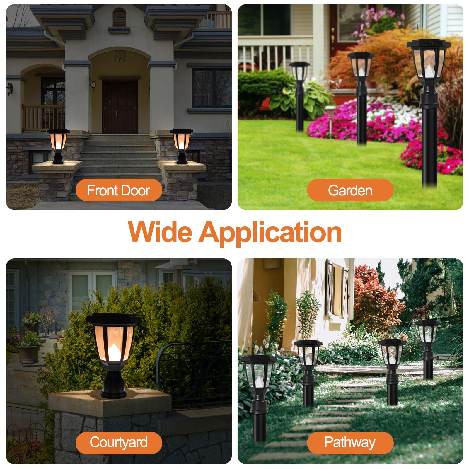 FUDESY Solar Powered Outdoor Lamp Post Light - Waterproof LED Fence Post Light with Pier Mount Base, 3000K Warm White for Garden, Yard, Pathway & Landscape Lighting (Perfect for Driveways, Walkways, and Patio Decor)