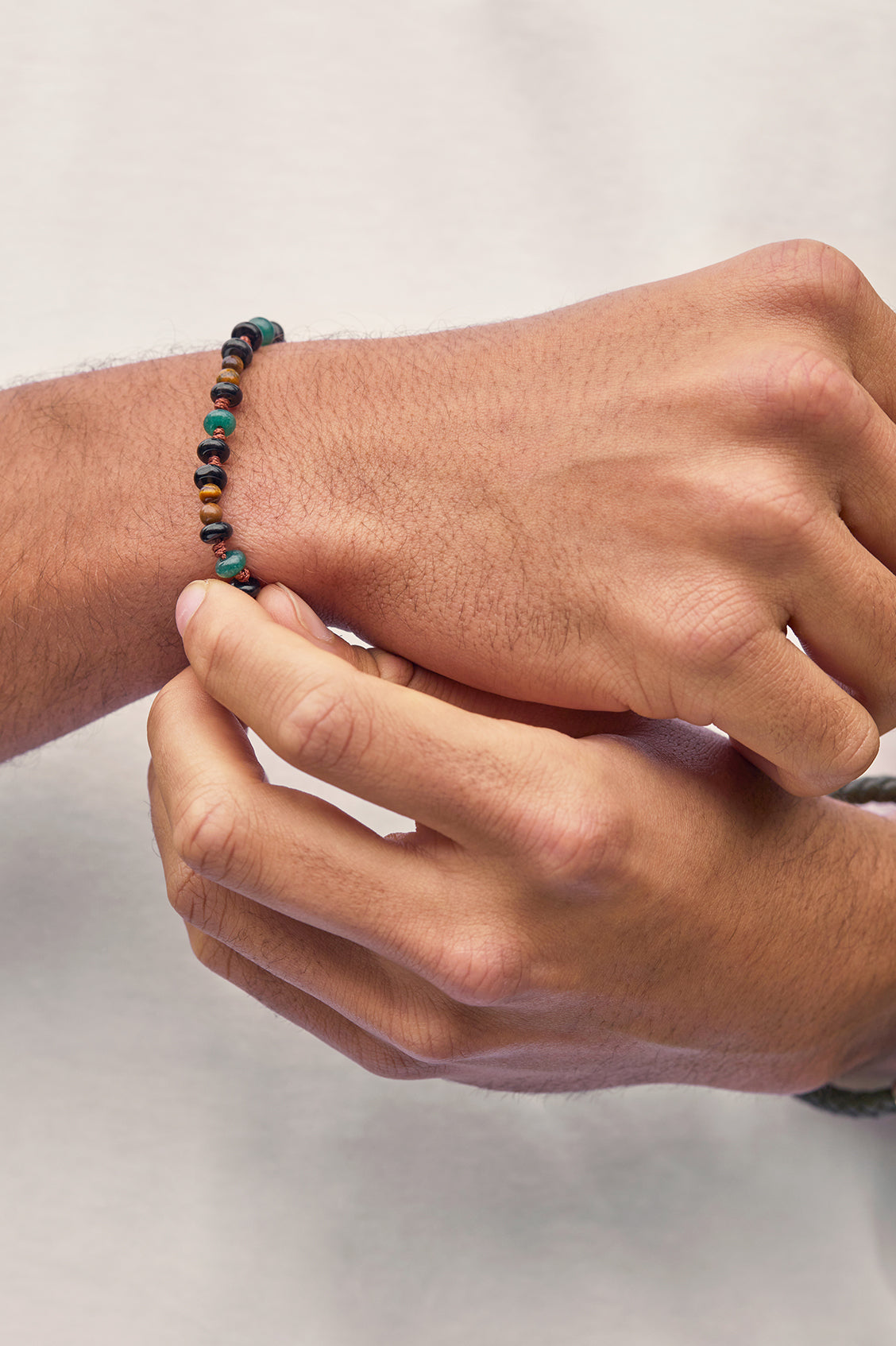 Gemstone Beaded Men's Bracelet with Adjustable Knot Slider - Perfect for Casual Wear, Gifts & Spiritual Healing