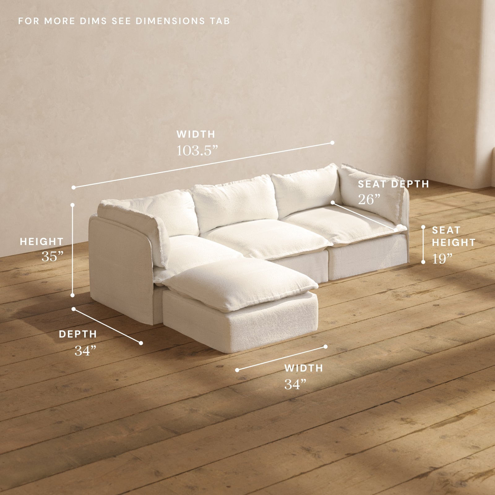 Premium Modular Performance 3-Seater Sectional Sofa in Luxe Mousse Fabric | Durable Deluxe Blend | Perfect for Living Room, Family Room & Home Theater Comfort