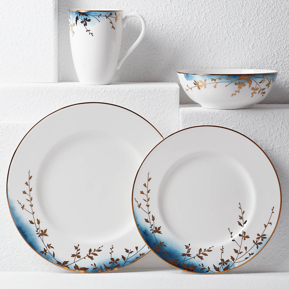 Highgrove Park 4-Piece Dinnerware Set - Elegant Porcelain Plates, Bowls & Cups - Perfect for Formal Dining, Wedding Registry & Holiday Entertaining