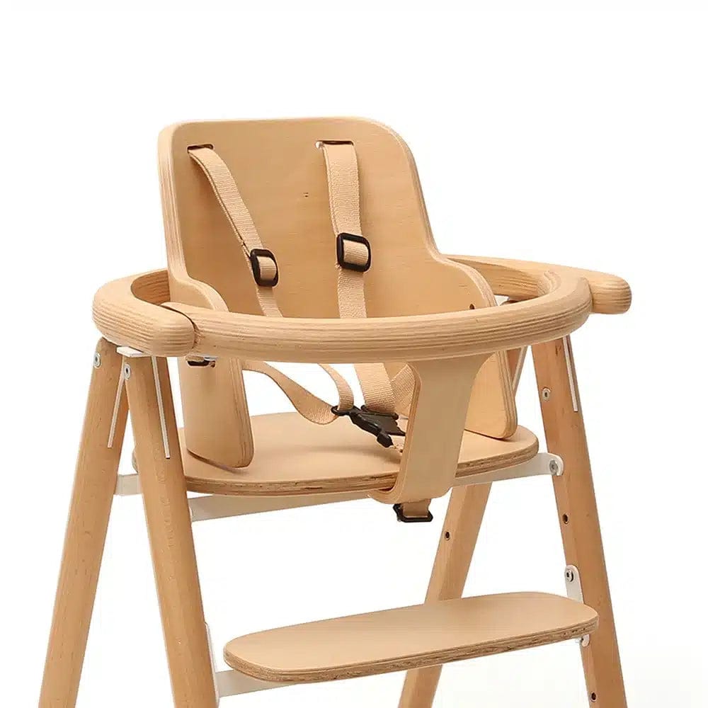 Charlie Crane TOBO Baby High Chair Set with Safety Harness - Natural Wood Finish for Safe & Stylish Mealtime at Home